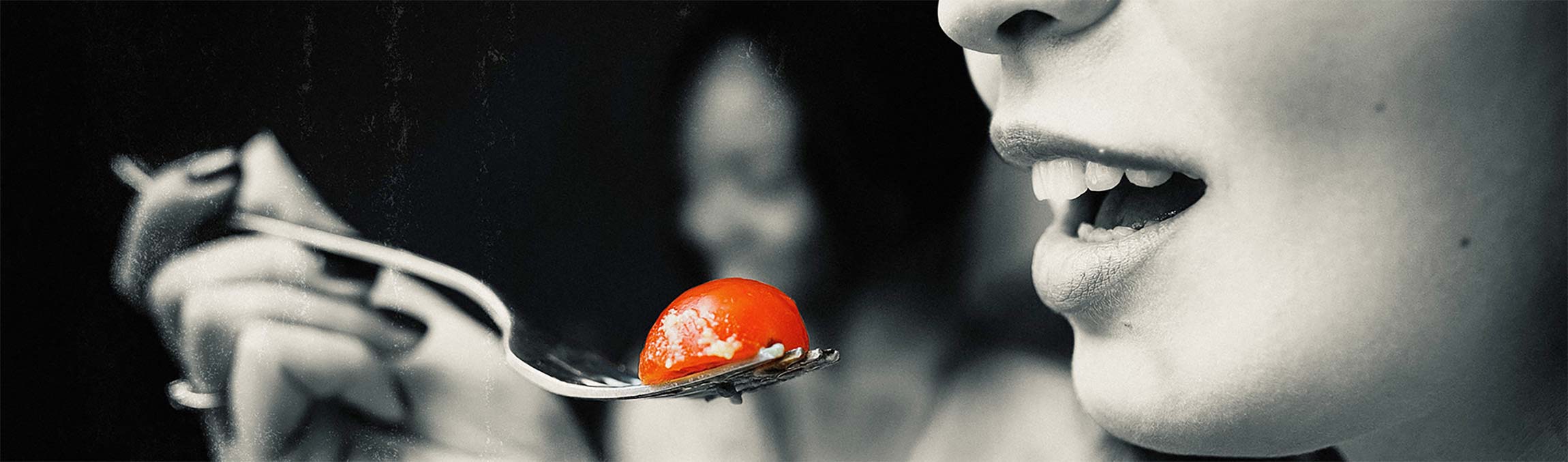 Person eating Italian food