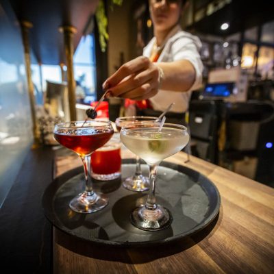 A tray of cocktails at Valentina's Italian