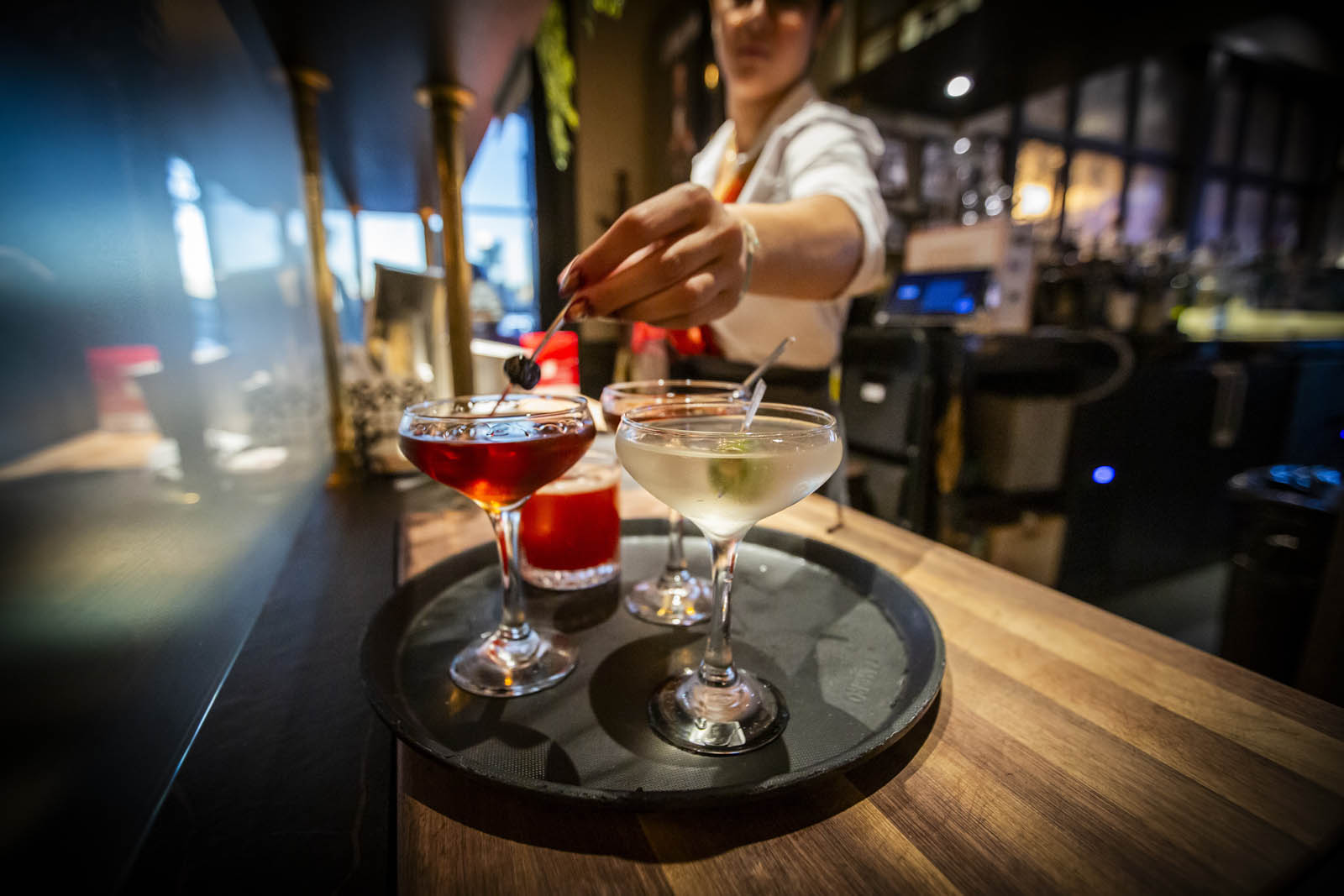 A tray of cocktails at Valentina's Italian