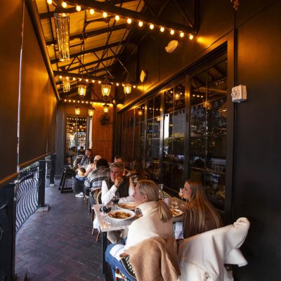The outdoor patio at Valentina's Italian