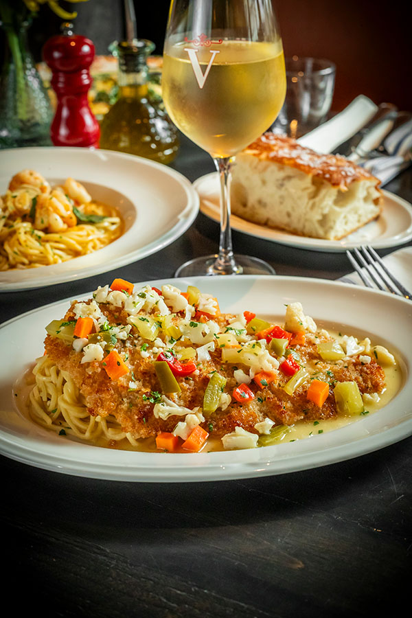 A selection of dishes and wine from Valentina's